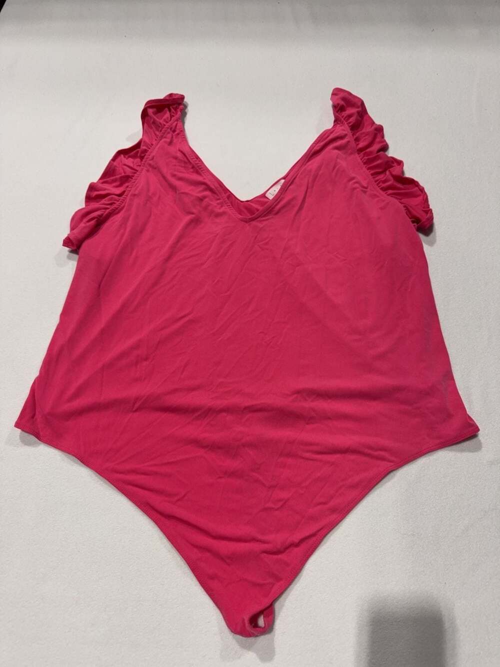 Leith Women's Ruffle Sleeve V-Neck Bodysuit Pink Size 4X